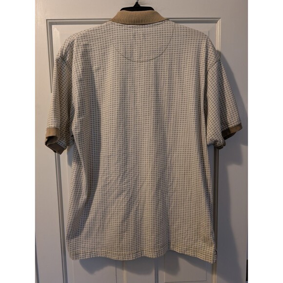 Universal Orlando Polo Shirt Men’s Medium Stylo Golf Beige Check Embroidered - Picture 7 of 10